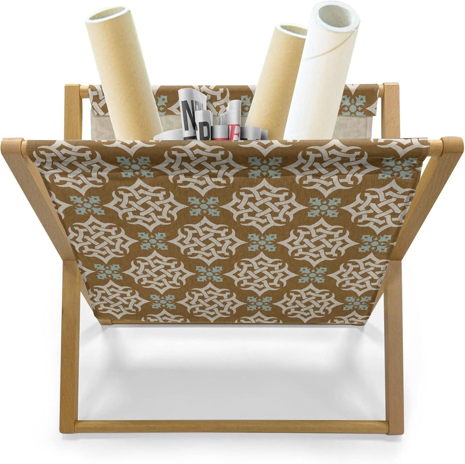 imageAmbesonne Valentines Day Magazine and Book Holder Western Style Floral Scroll Motif Swirled Lines Antique Royal Ornament Floor Rack Decor for Interior of Home amp Office 22 x 19 White RedPale Brown Pale Blue