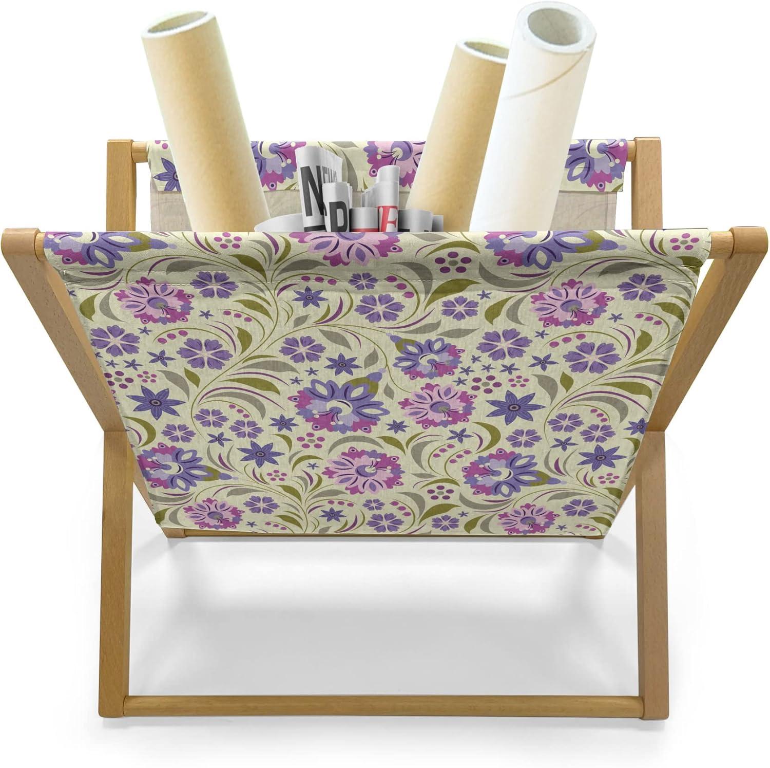 imageAmbesonne Valentines Day Magazine and Book Holder Western Style Floral Scroll Motif Swirled Lines Antique Royal Ornament Floor Rack Decor for Interior of Home amp Office 22 x 19 White RedPale Green Lavender