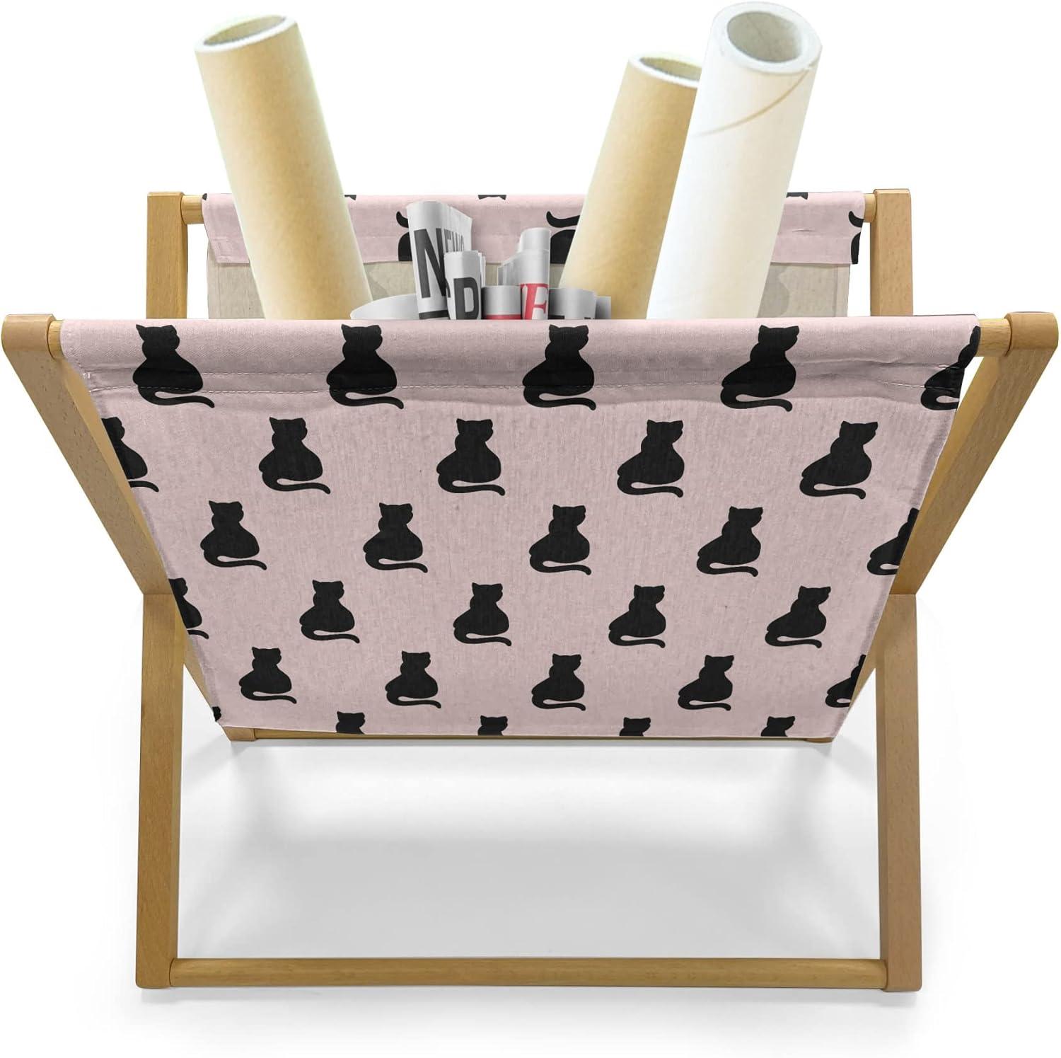 imageAmbesonne Valentines Day Magazine and Book Holder Western Style Floral Scroll Motif Swirled Lines Antique Royal Ornament Floor Rack Decor for Interior of Home amp Office 22 x 19 White RedPale Pink and Black