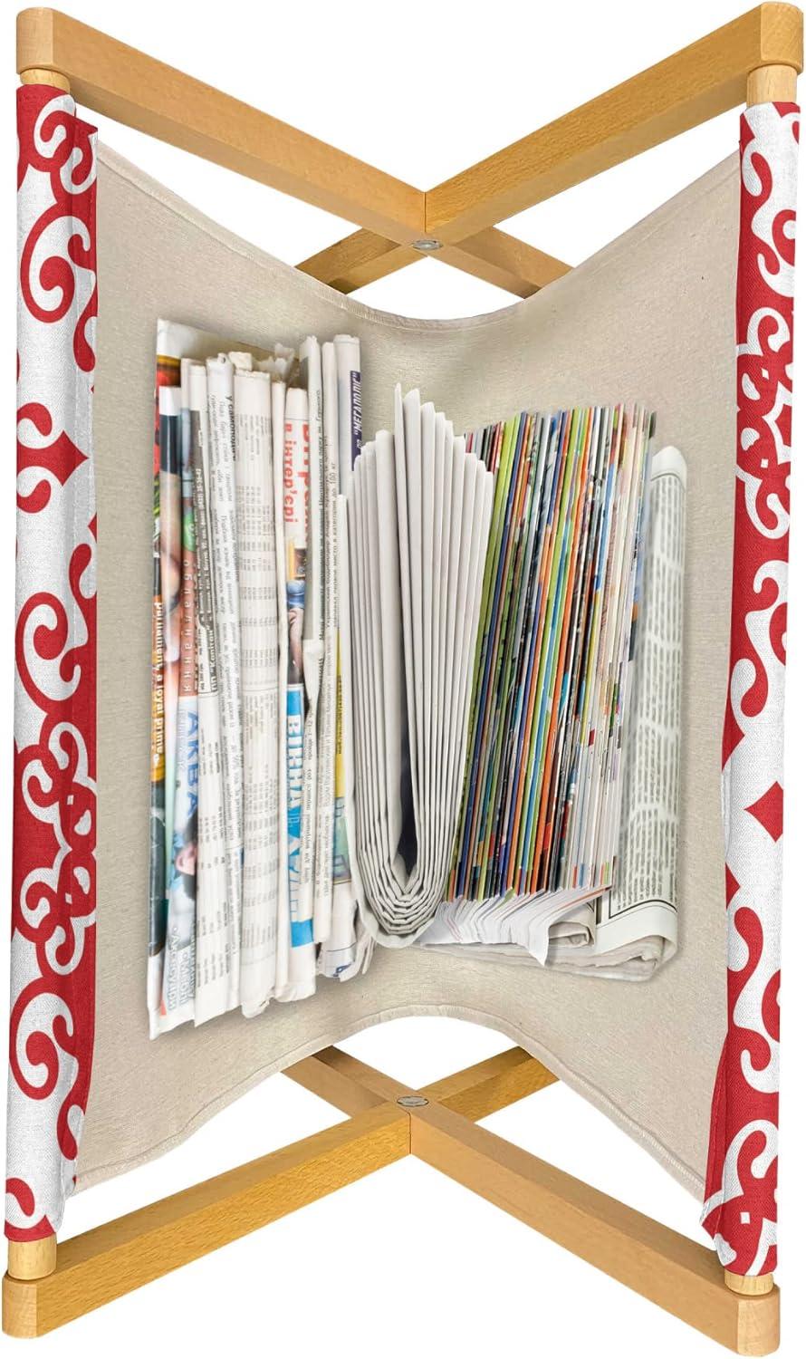 imageAmbesonne Valentines Day Magazine and Book Holder Western Style Floral Scroll Motif Swirled Lines Antique Royal Ornament Floor Rack Decor for Interior of Home amp Office 22 x 19 White RedWhite Red