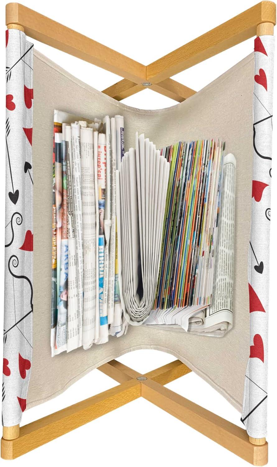 imageAmbesonne Valentines Magazine and Book Holder Arrows of Cupid Mythological Concepts Hearts with Love and Adoration Themes Floor Rack Decor for Interior of Home amp Office 22 x 19 Black Red WhiteBlack Red White