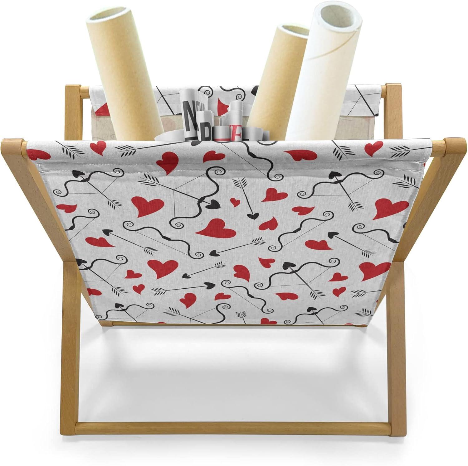imageAmbesonne Valentines Magazine and Book Holder Arrows of Cupid Mythological Concepts Hearts with Love and Adoration Themes Floor Rack Decor for Interior of Home amp Office 22 x 19 Black Red WhiteBlack Red White
