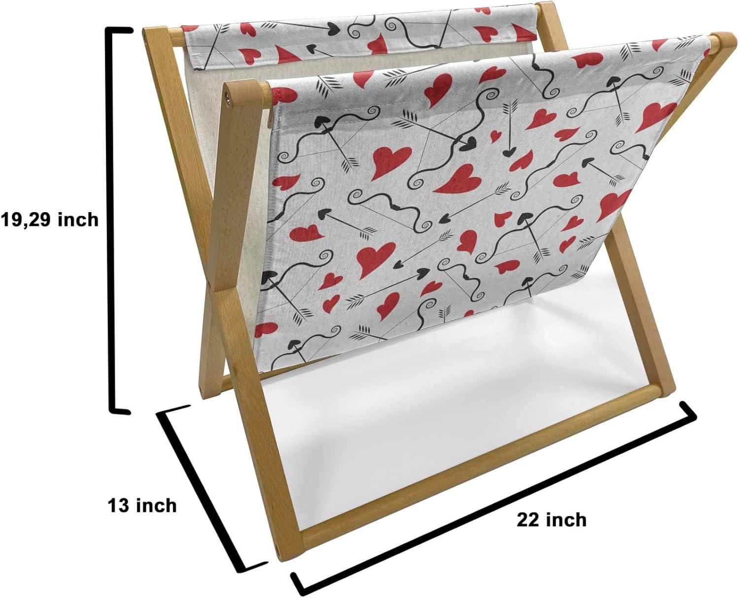 imageAmbesonne Valentines Magazine and Book Holder Arrows of Cupid Mythological Concepts Hearts with Love and Adoration Themes Floor Rack Decor for Interior of Home amp Office 22 x 19 Black Red WhiteBlack Red White