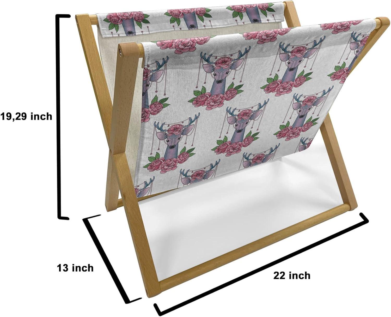 imageAmbesonne Yellow Magazine and Book Holder Dreamy Floral Composition with Hearts Valentines Day Inspired Pattern Spring Floor Rack Decor for Interior of Home amp Office 22 x 19 Earth Yellow BeigeMauve Coral Green