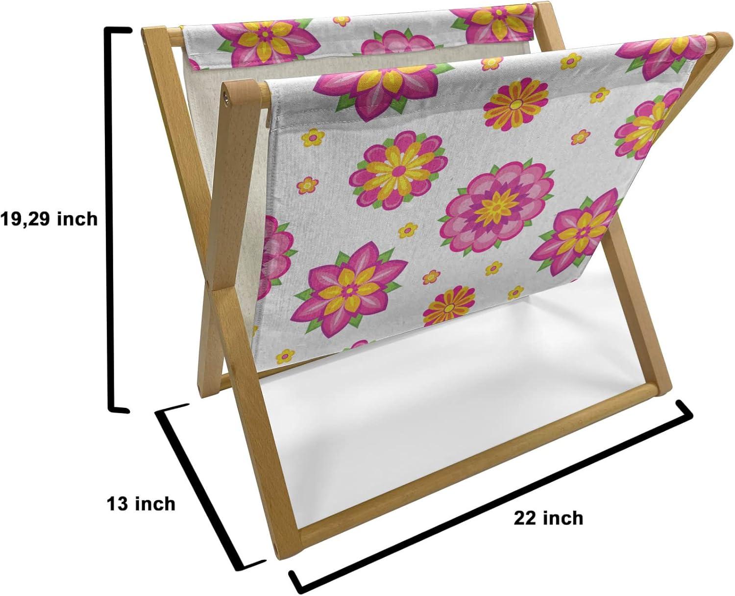 imageAmbesonne Yellow Magazine and Book Holder Dreamy Floral Composition with Hearts Valentines Day Inspired Pattern Spring Floor Rack Decor for Interior of Home amp Office 22 x 19 Earth Yellow BeigePale Pink Orange Yellow