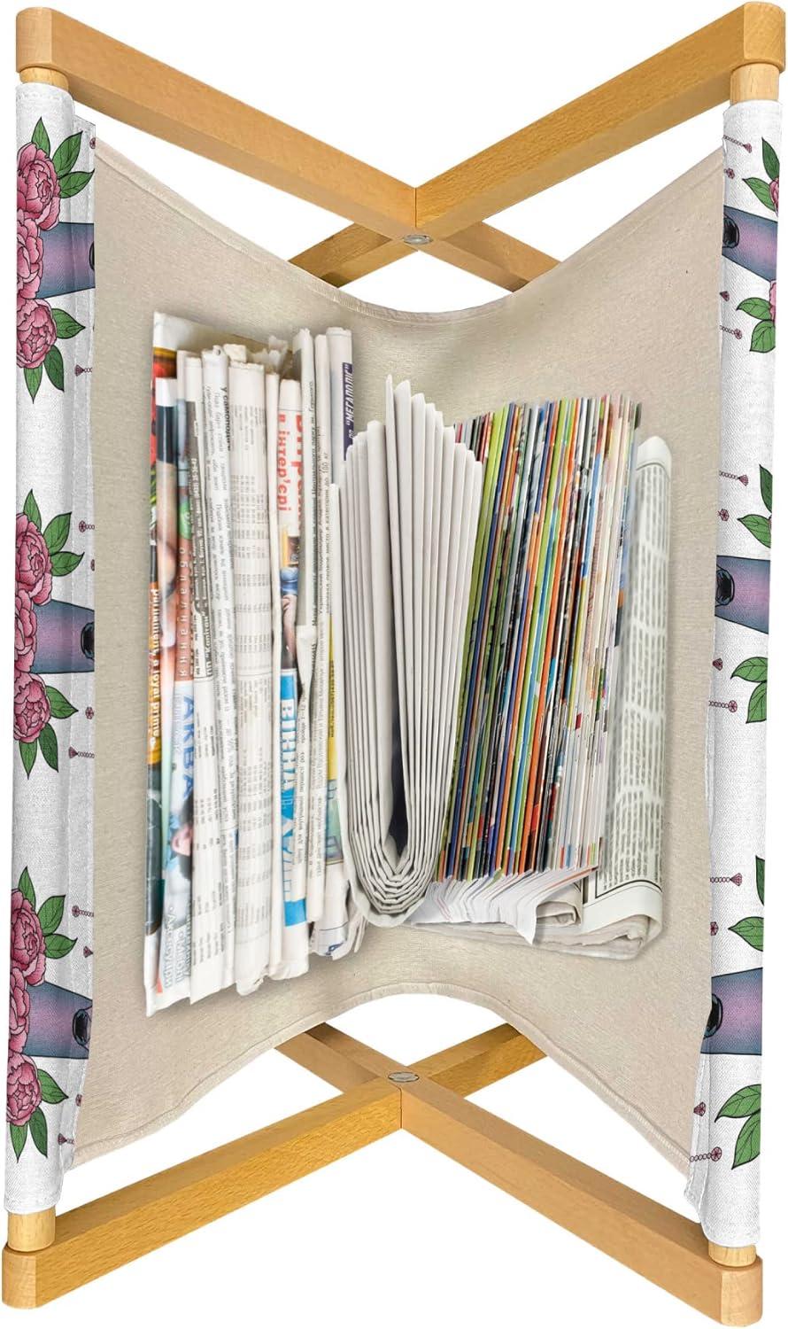 imageAmbesonne Yellow Magazine and Book Holder Dreamy Floral Composition with Hearts Valentines Day Inspired Pattern Spring Floor Rack Decor for Interior of Home amp Office 22 x 19 Earth Yellow BeigeMauve Coral Green