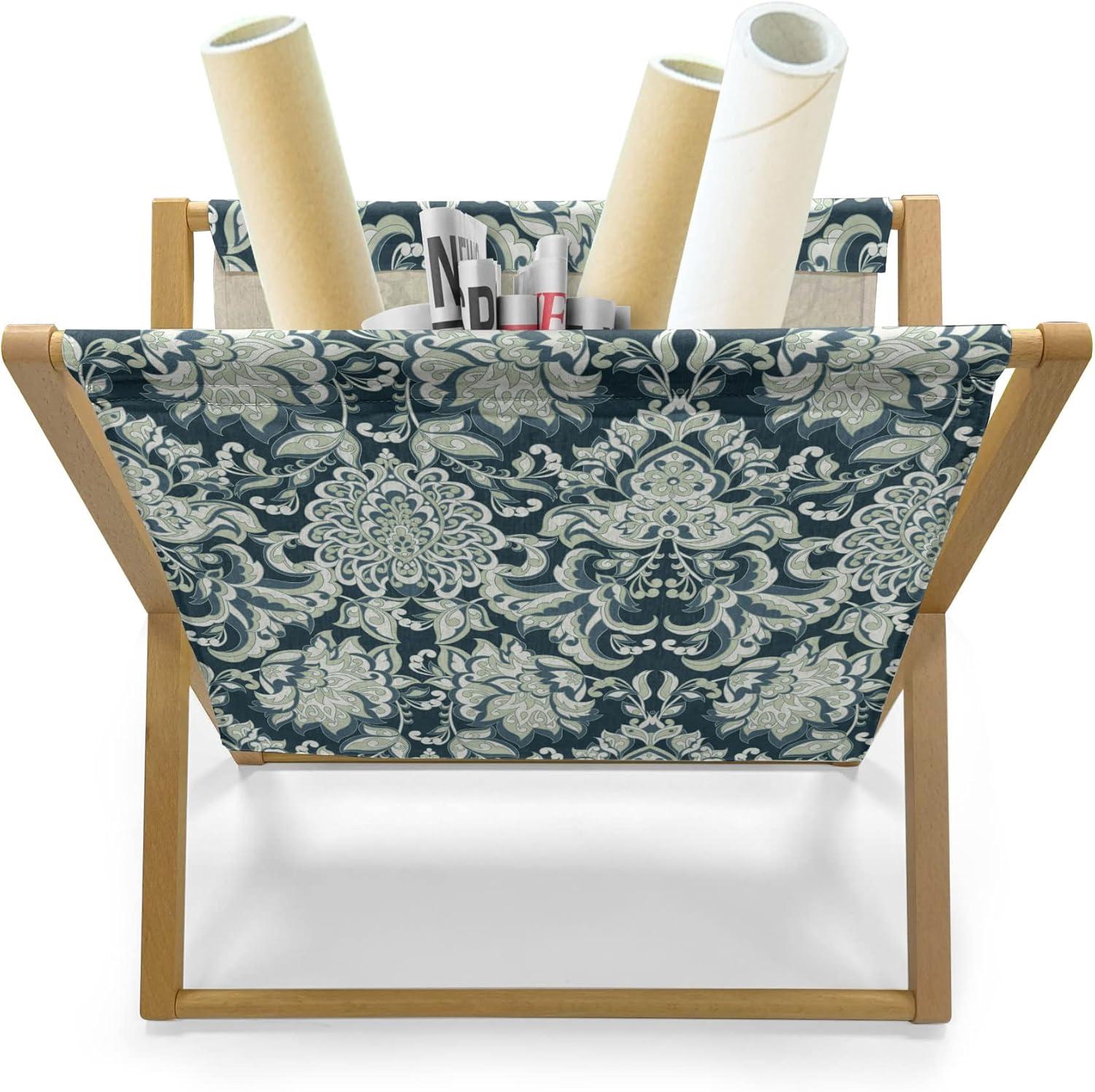 imageAmbesonne Yellow Magazine and Book Holder Dreamy Floral Composition with Hearts Valentines Day Inspired Pattern Spring Floor Rack Decor for Interior of Home amp Office 22 x 19 Earth Yellow BeigeSage Green Dark Blue