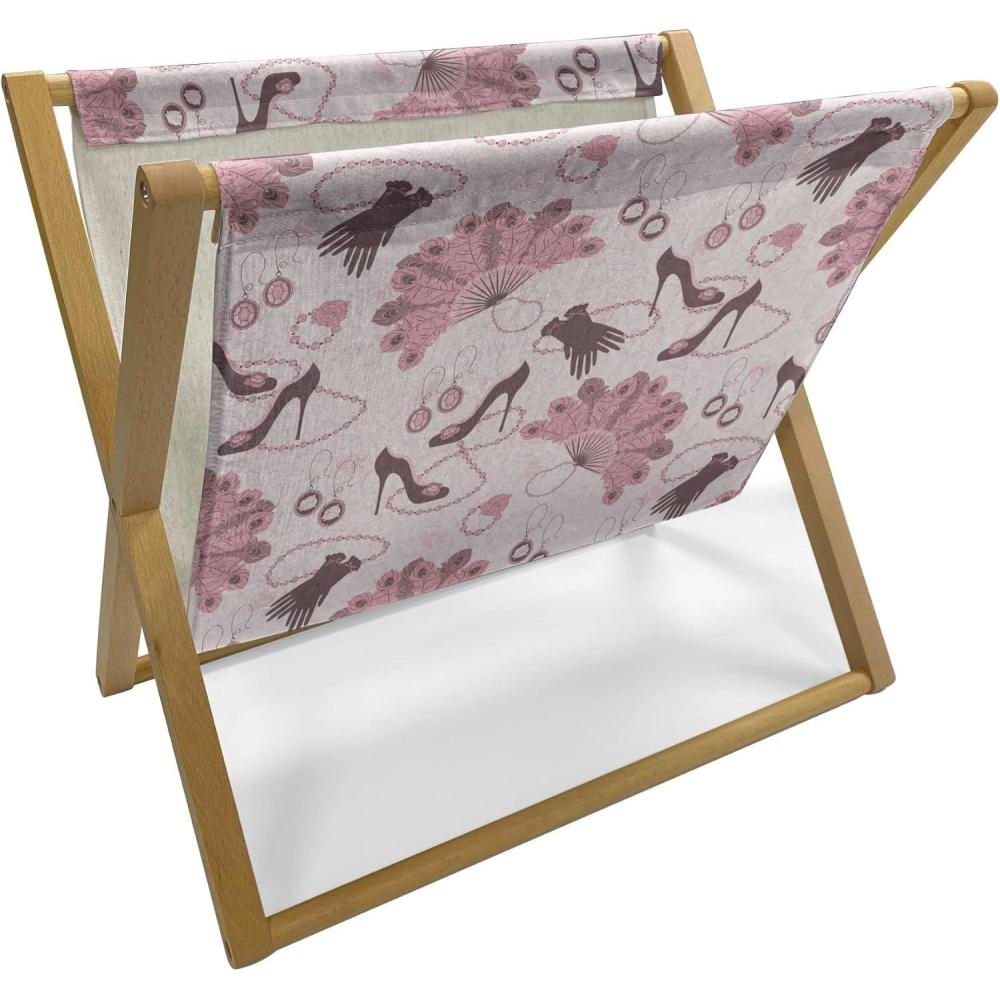 imageAmbesonne Eiffel Magazine and Book Holder Valentines Day Inspired Pattern with France Paris Oh La La Texts Heart Shapes Floor Rack Decor for Interior of Home amp Office 22 x 19 Pink White BlackPale Pink