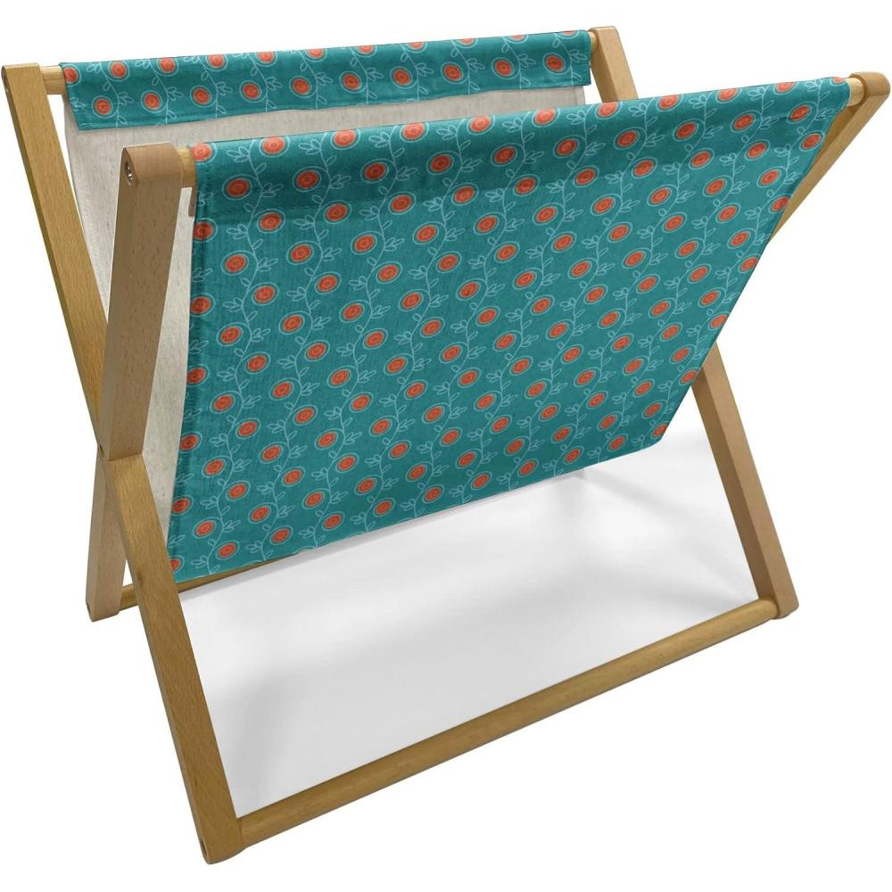 imageAmbesonne Flower Magazine and Book Holder Valentines Day Blossoming Scene Rose Petals Meadow Retro Theme Floor Rack Decor for Interior of Home amp Office 22 x 19 Coral Violet BlueDark Orange and Teal