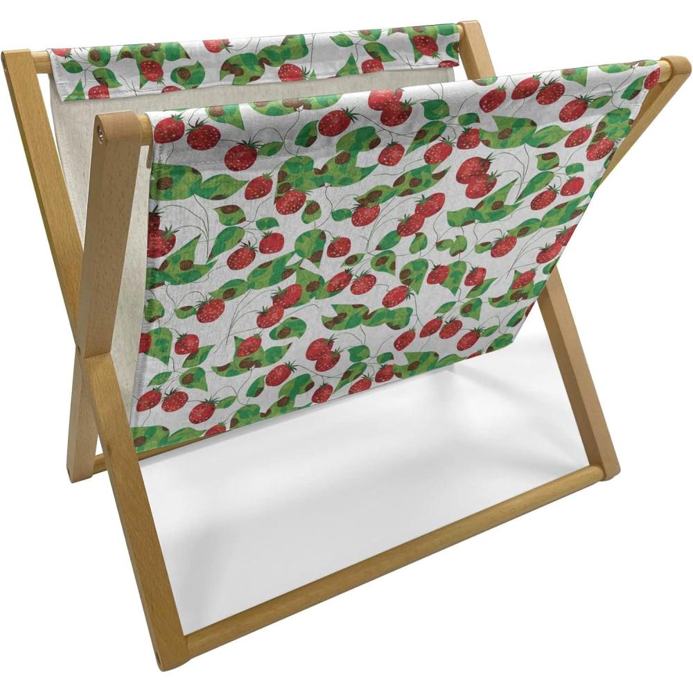 imageAmbesonne Fruits Magazine and Book Holder Retro Valentine Theme with Strawberry Love Happiness Merry Lucky Image Floor Rack Decor for Interior of Home amp Office 22 x 19 Eggshell Ruby Army GreenRed Fern Green White