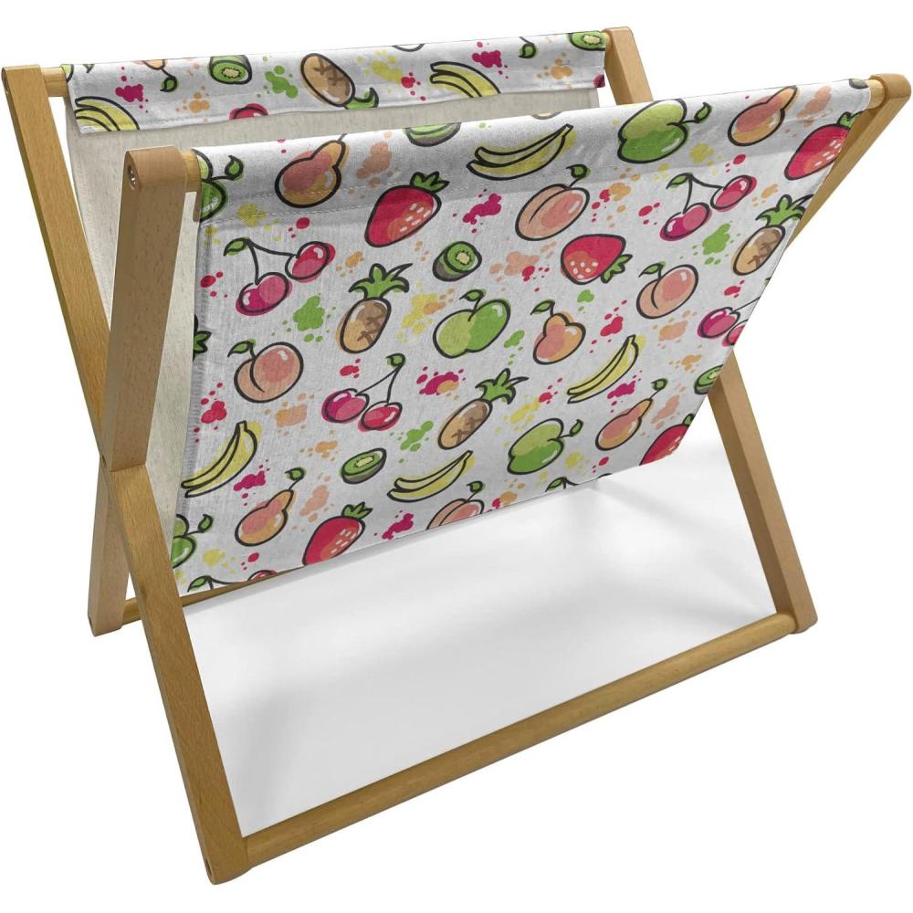 imageAmbesonne Fruits Magazine and Book Holder Retro Valentine Theme with Strawberry Love Happiness Merry Lucky Image Floor Rack Decor for Interior of Home amp Office 22 x 19 Eggshell Ruby Army GreenPeach Lime Green Red