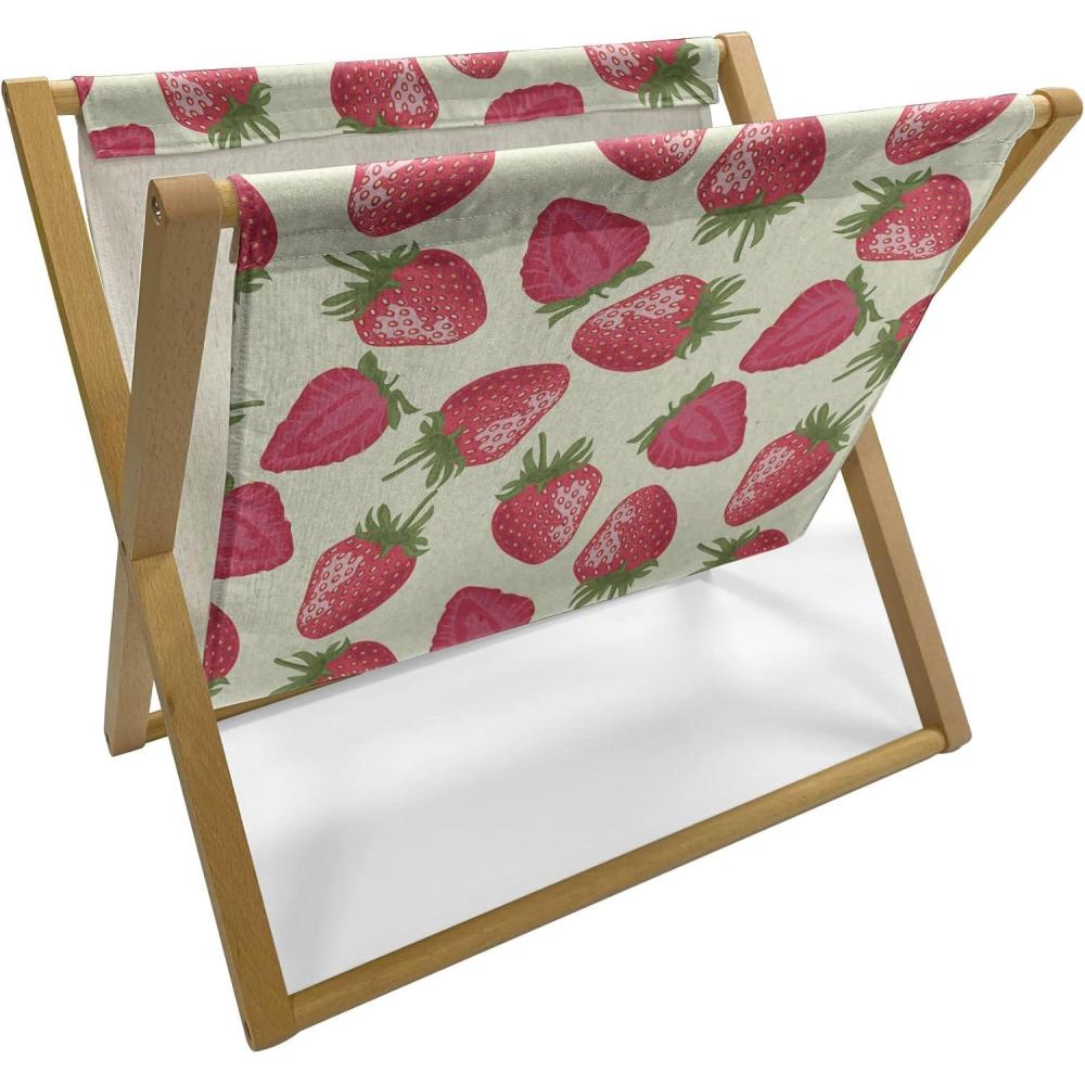 imageAmbesonne Fruits Magazine and Book Holder Retro Valentine Theme with Strawberry Love Happiness Merry Lucky Image Floor Rack Decor for Interior of Home amp Office 22 x 19 Eggshell Ruby Army GreenEggshell Red Olive Green