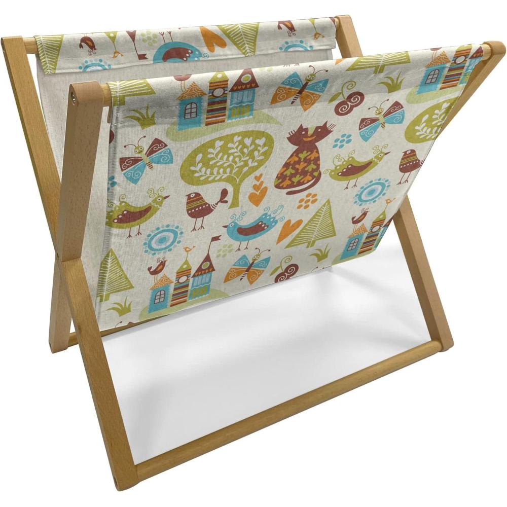 imageAmbesonne Fruits Magazine and Book Holder Retro Valentine Theme with Strawberry Love Happiness Merry Lucky Image Floor Rack Decor for Interior of Home amp Office 22 x 19 Eggshell Ruby Army GreenGreen Brown Pale Blue