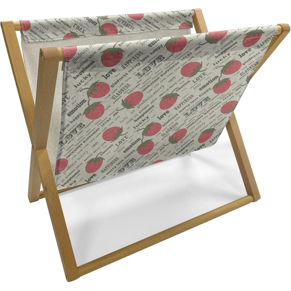 imageAmbesonne Fruits Magazine and Book Holder Retro Valentine Theme with Strawberry Love Happiness Merry Lucky Image Floor Rack Decor for Interior of Home amp Office 22 x 19 Eggshell Ruby Army GreenEggshell Ruby Army Green