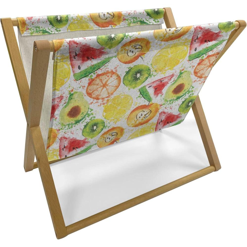 imageAmbesonne Fruits Magazine and Book Holder Retro Valentine Theme with Strawberry Love Happiness Merry Lucky Image Floor Rack Decor for Interior of Home amp Office 22 x 19 Eggshell Ruby Army GreenYellow Orange Fern Green