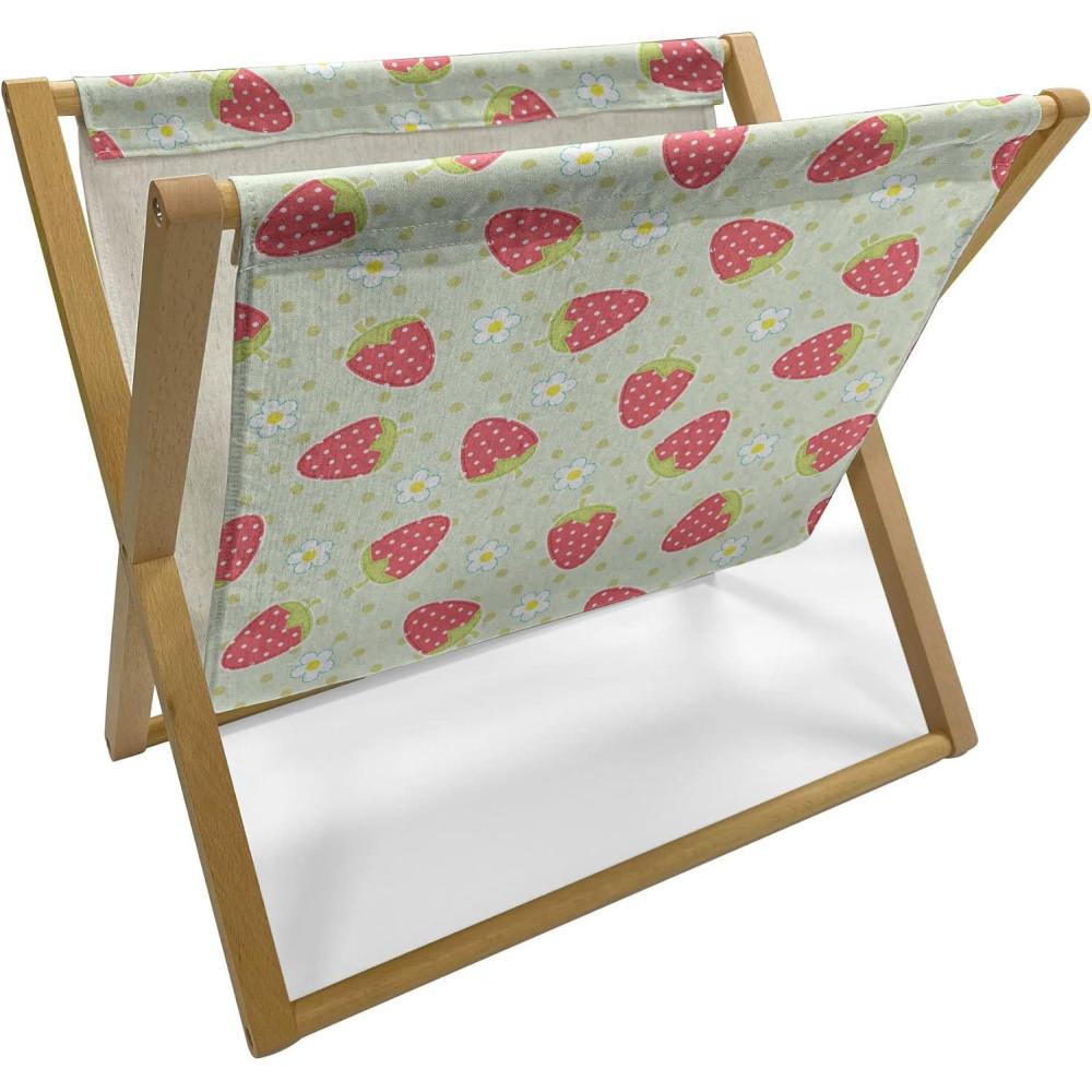 imageAmbesonne Fruits Magazine and Book Holder Retro Valentine Theme with Strawberry Love Happiness Merry Lucky Image Floor Rack Decor for Interior of Home amp Office 22 x 19 Eggshell Ruby Army GreenPale Green Red