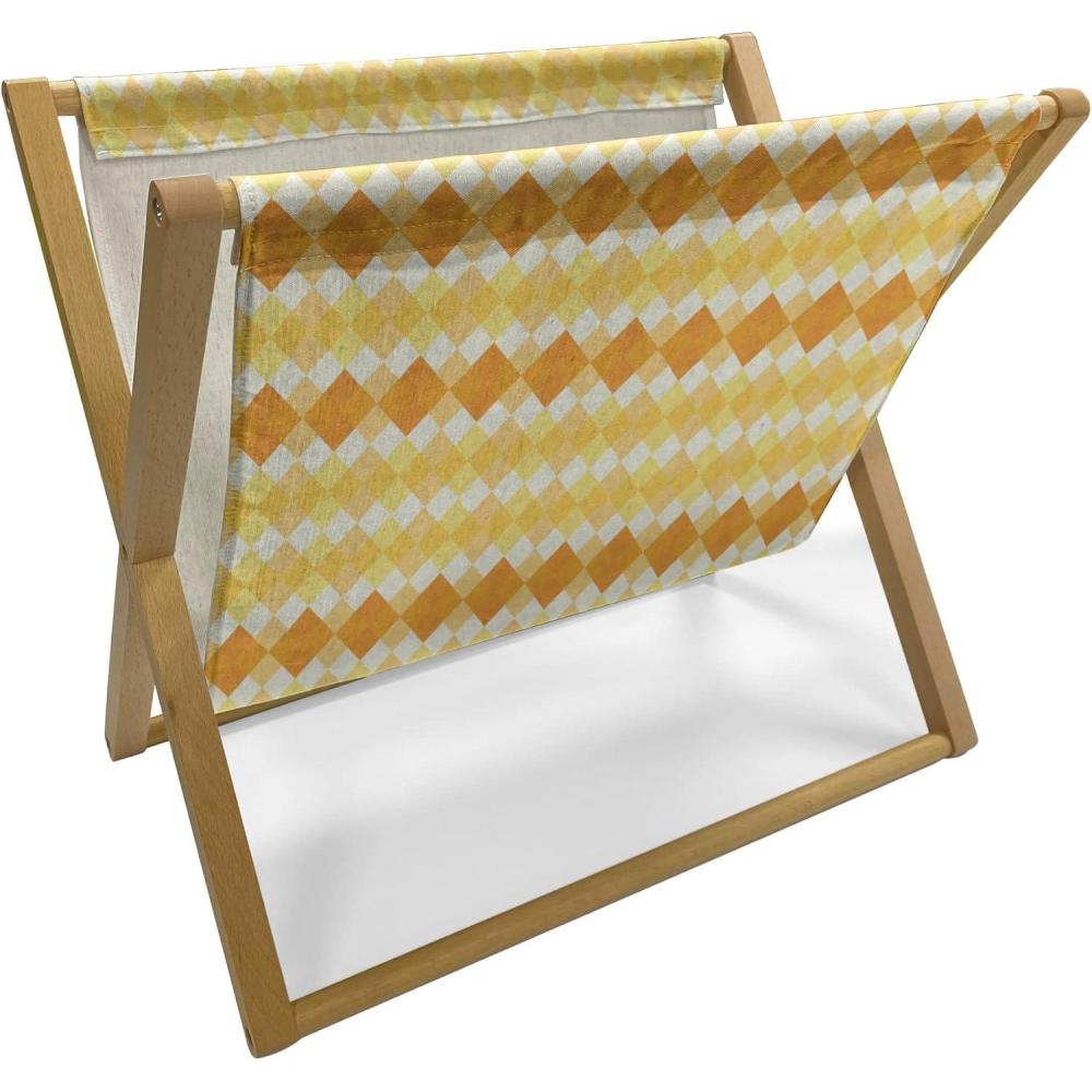 imageAmbesonne Love Magazine and Book Holder Valentines Day Themed Pattern with Hearts on Curvilinear Stripes Floor Rack Decor for Interior of Home amp Office 22 x 19 Grey Pale Fuchsia WhiteMustard Dark Peach