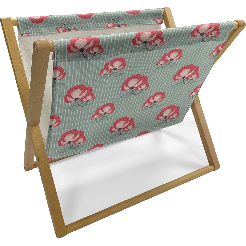 imageAmbesonne Love Magazine and Book Holder Valentines Day Themed Pattern with Hearts on Curvilinear Stripes Floor Rack Decor for Interior of Home amp Office 22 x 19 Grey Pale Fuchsia WhiteDark Coral Pale Teal