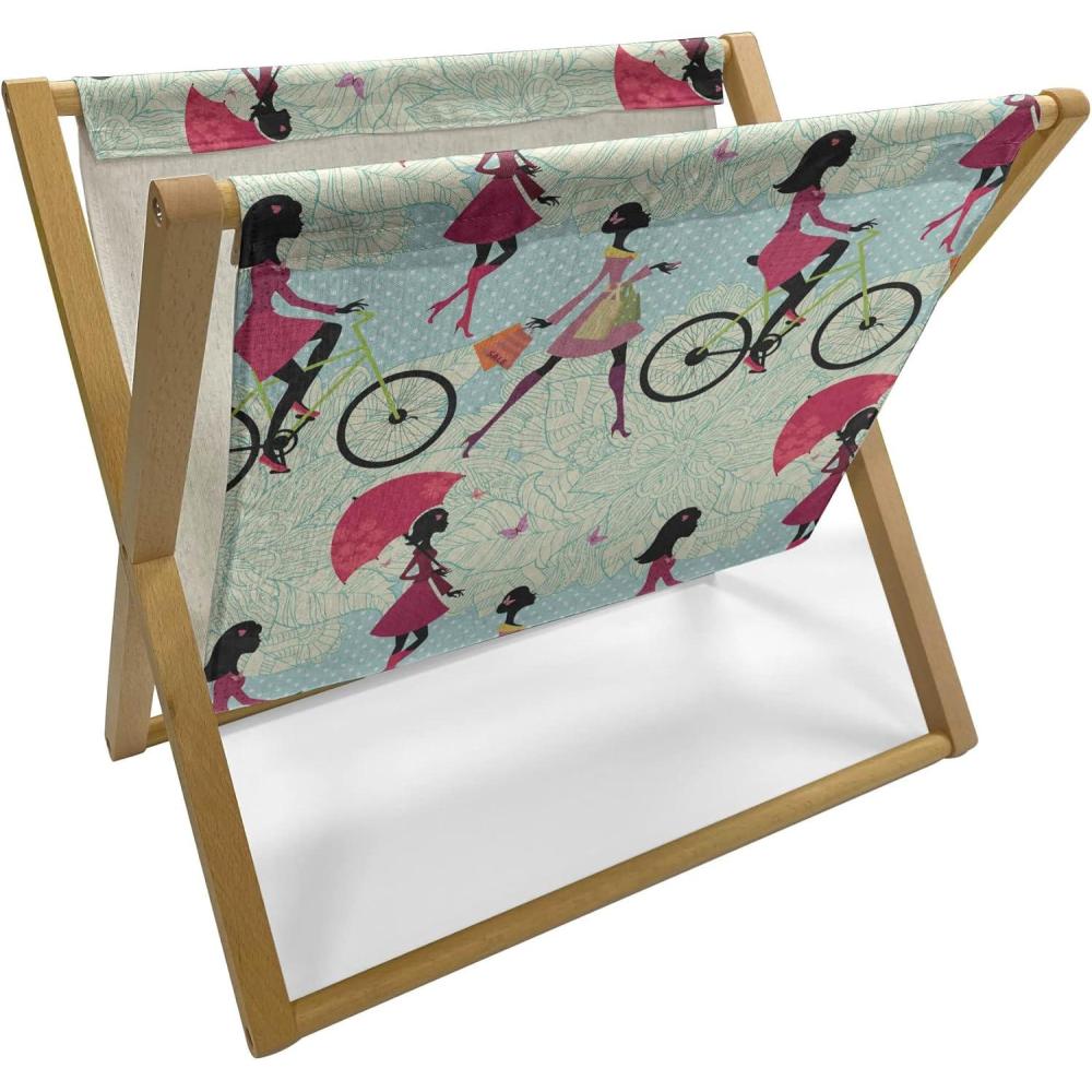 imageAmbesonne Love Magazine and Book Holder Valentines Day Themed Pattern with Hearts on Curvilinear Stripes Floor Rack Decor for Interior of Home amp Office 22 x 19 Grey Pale Fuchsia WhitePale Maroon Cream