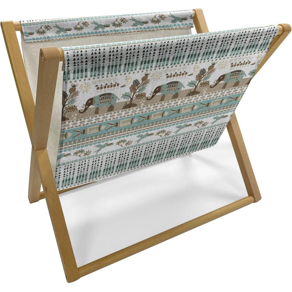 imageAmbesonne Love Magazine and Book Holder Valentines Day Themed Pattern with Hearts on Curvilinear Stripes Floor Rack Decor for Interior of Home amp Office 22 x 19 Grey Pale Fuchsia WhitePale Teal and Multicolor