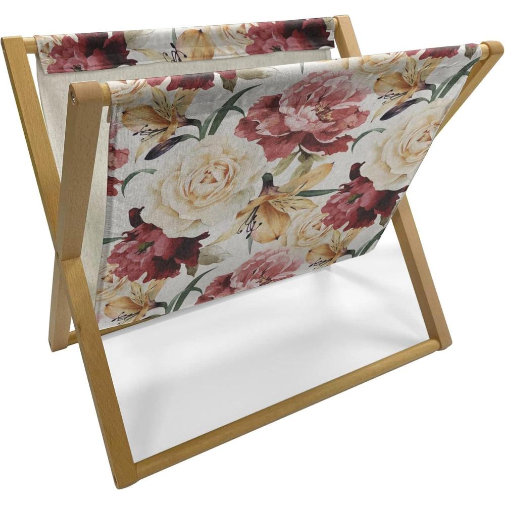 imageAmbesonne Mint Magazine and Book Holder Ornamental Floral Drawing with Hearts Leaves Romantic Valentines Anniversary Floor Rack Decor for Interior of Home amp Office 22 x 19 Blush Sky Blue WhiteDried Rose Cream Ruby
