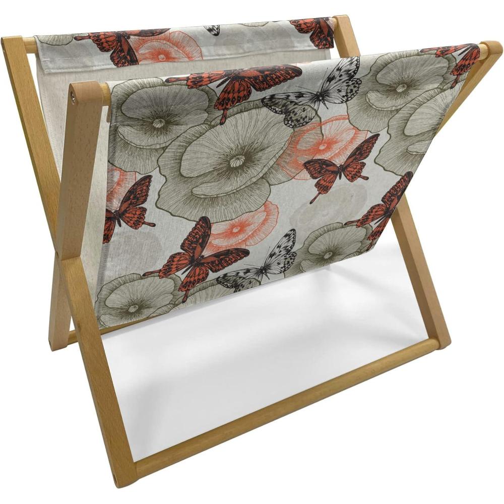 imageAmbesonne Mint Magazine and Book Holder Ornamental Floral Drawing with Hearts Leaves Romantic Valentines Anniversary Floor Rack Decor for Interior of Home amp Office 22 x 19 Blush Sky Blue WhiteOrange Black Khaki