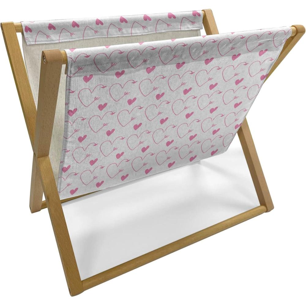imageAmbesonne Modern Magazine and Book Holder Love Theme Romantic Repetitive Pattern of Hearts in Monochrome Style Valentines Day Floor Rack Decor for Interior of Home amp Office 22 x 19 Pink WhitePink White