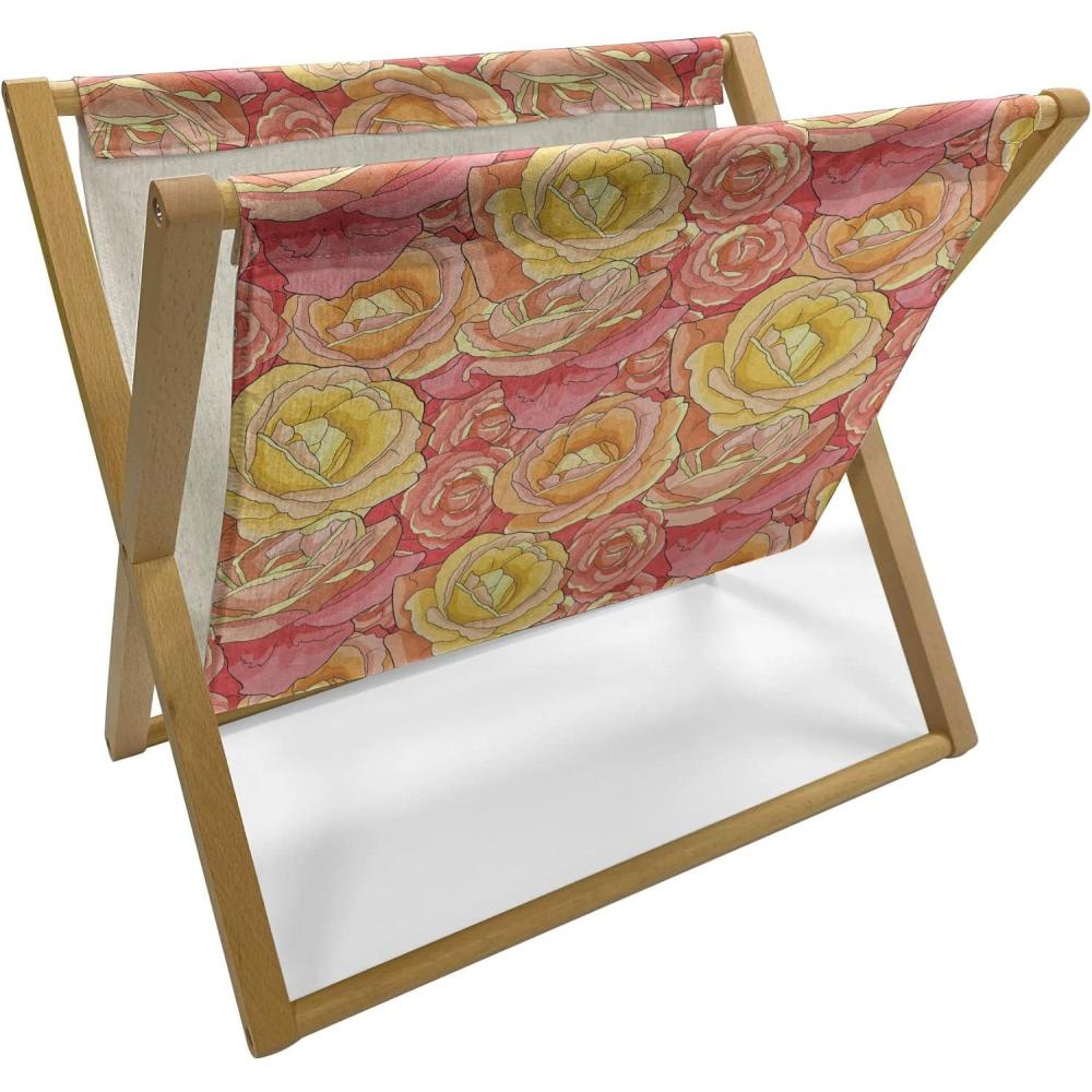 imageAmbesonne Pale Pink Magazine and Book Holder Romantic Roses Garden Illustration Nature Inspired Valentines Day Themed Floor Rack Decor for Interior of Home amp Office 22 x 19 Yellow Coral PinkYellow Coral Pink