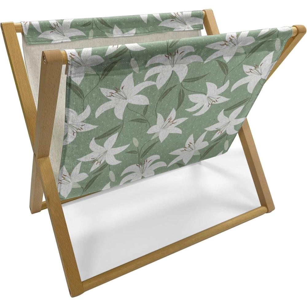 imageAmbesonne Romantic Magazine and Book Holder Lilly Bouquet Valentines Day Themed Arrangement on Polka Dots Backdrop Floor Rack Decor for Interior of Home amp Office 22 x 19 Pistachio Green WhitePistachio Green White