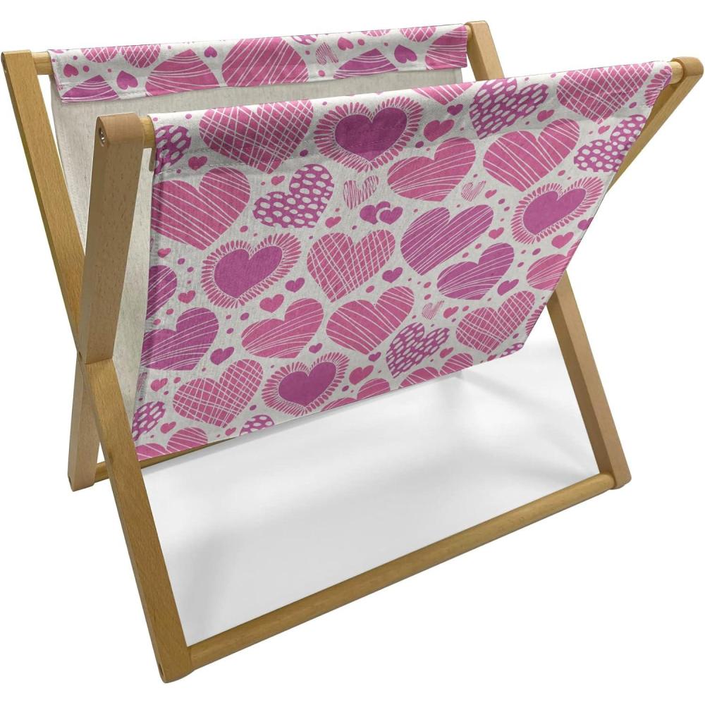 imageAmbesonne Romantic Magazine and Book Holder Lilly Bouquet Valentines Day Themed Arrangement on Polka Dots Backdrop Floor Rack Decor for Interior of Home amp Office 22 x 19 Pistachio Green WhiteHot Pink White