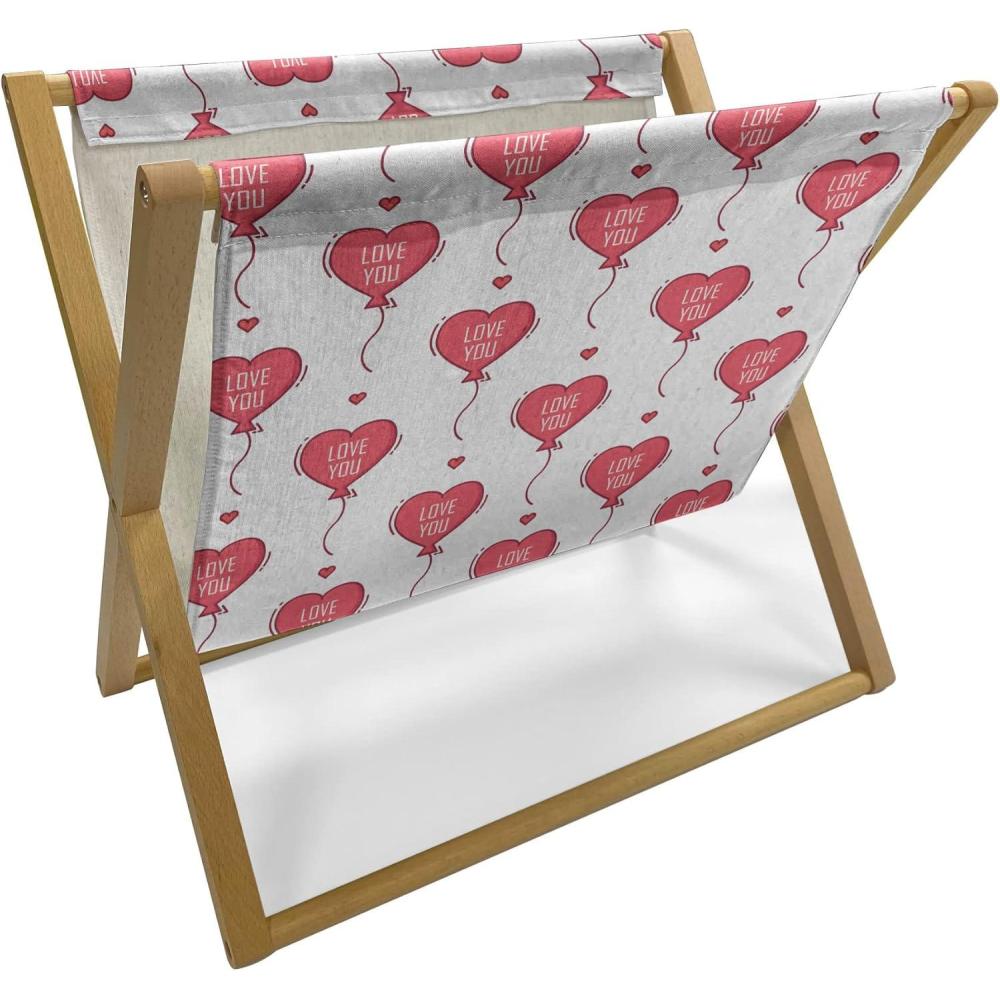 imageAmbesonne Romantic Magazine and Book Holder Valentines Day Theme Heart Shaped Love You Balloons Happiness Birthday Floor Rack Decor for Interior of Home amp Office 22 x 19 Dark Coral and WhiteDark Coral and White