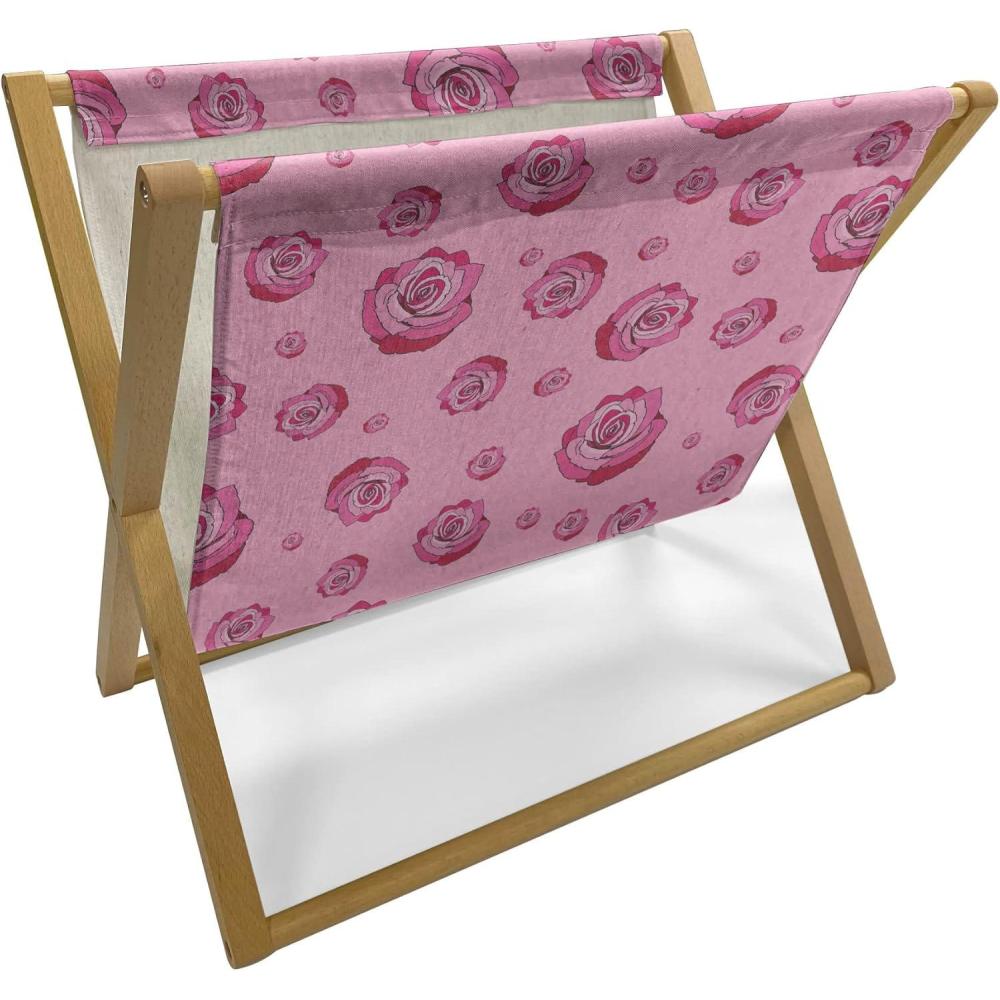 imageAmbesonne Roses Magazine and Book Holder Flowers Petals and Buds on Plain Backdrop Valentines Day Themed Print Floor Rack Decor for Interior of Home amp Office 22 x 19 Vermilion Emerald WhitePink Raspberry