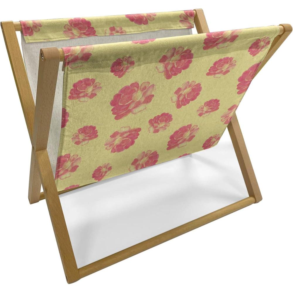 imageAmbesonne Roses Magazine and Book Holder Flowers Petals and Buds on Plain Backdrop Valentines Day Themed Print Floor Rack Decor for Interior of Home amp Office 22 x 19 Vermilion Emerald WhitePastel Yellow and Coral