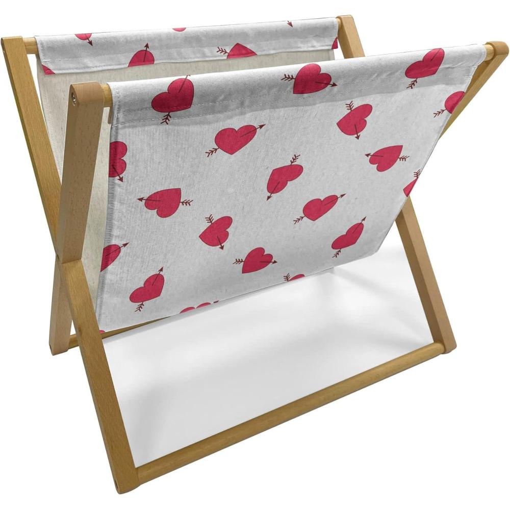 imageAmbesonne Valentines Day Magazine and Book Holder Cartoon Hearts with Arrows Love Passion and Romance Pattern Floor Rack Decor for Interior of Home amp Office 22 x 19 Dark Coral Brown WhiteDark Coral Brown White