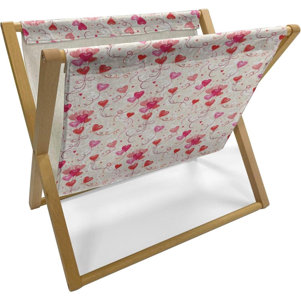 imageAmbesonne Valentines Day Magazine and Book Holder Print of Heart Shaped Balloons Flying Up with Mini Hearts Floor Rack Decor for Interior of Home amp Office 22 x 19 Eggshell VermilionEggshell Vermilion