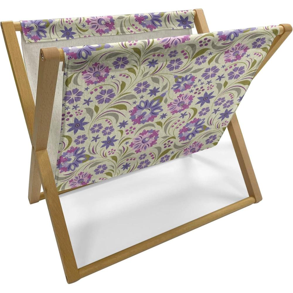 imageAmbesonne Valentines Day Magazine and Book Holder Western Style Floral Scroll Motif Swirled Lines Antique Royal Ornament Floor Rack Decor for Interior of Home amp Office 22 x 19 White RedPale Green Lavender