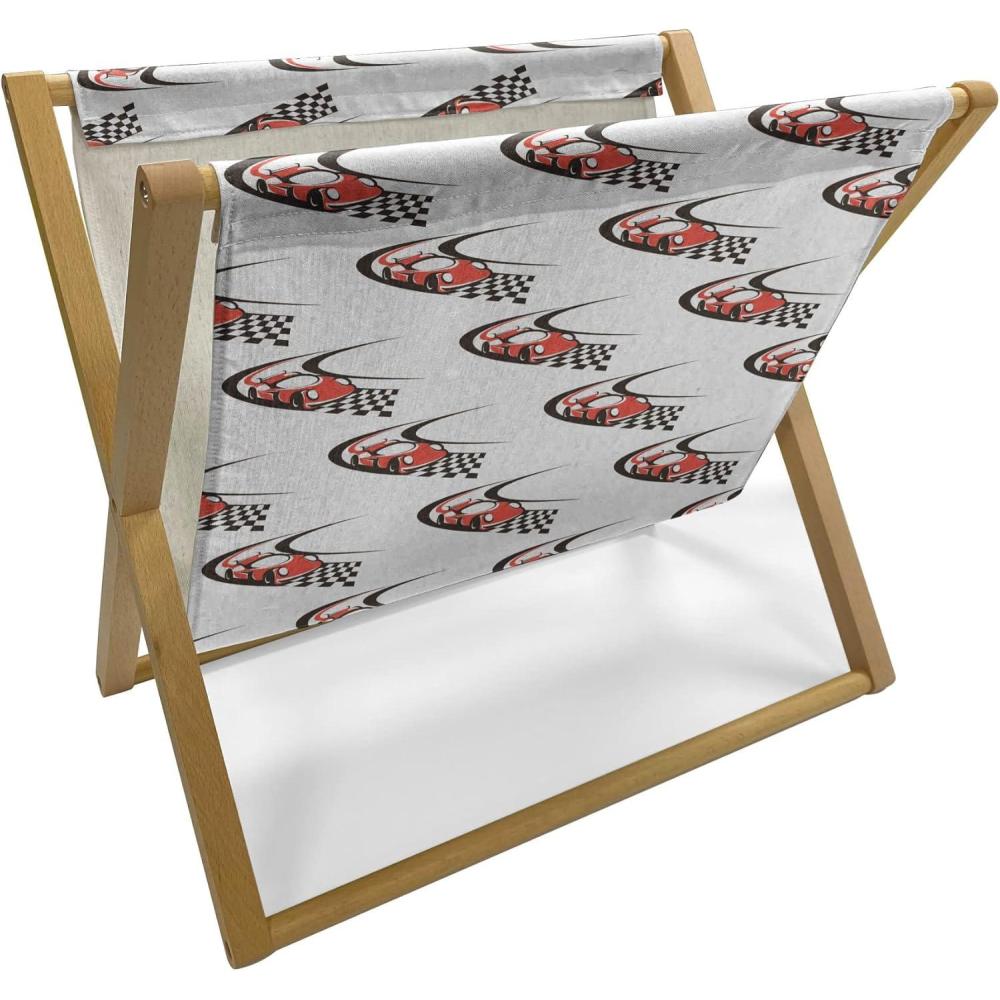 imageAmbesonne Valentines Day Magazine and Book Holder Western Style Floral Scroll Motif Swirled Lines Antique Royal Ornament Floor Rack Decor for Interior of Home amp Office 22 x 19 White RedScarlet Black White