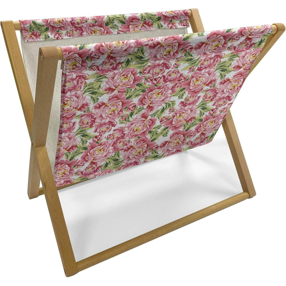 imageAmbesonne Valentines Day Magazine and Book Holder Western Style Floral Scroll Motif Swirled Lines Antique Royal Ornament Floor Rack Decor for Interior of Home amp Office 22 x 19 White RedPale Pink Fern Green