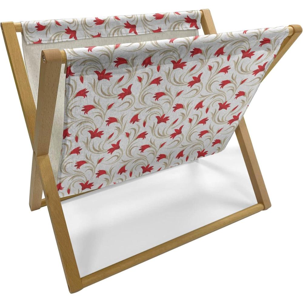 imageAmbesonne Valentines Day Magazine and Book Holder Western Style Floral Scroll Motif Swirled Lines Antique Royal Ornament Floor Rack Decor for Interior of Home amp Office 22 x 19 White RedVermilion Beige
