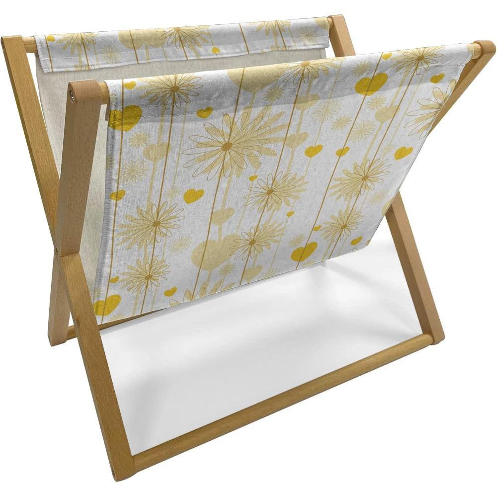 imageAmbesonne Yellow Magazine and Book Holder Dreamy Floral Composition with Hearts Valentines Day Inspired Pattern Spring Floor Rack Decor for Interior of Home amp Office 22 x 19 Earth Yellow BeigeEarth Yellow Beige