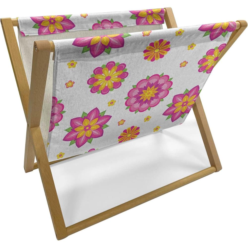 imageAmbesonne Yellow Magazine and Book Holder Dreamy Floral Composition with Hearts Valentines Day Inspired Pattern Spring Floor Rack Decor for Interior of Home amp Office 22 x 19 Earth Yellow BeigePale Pink Orange Yellow