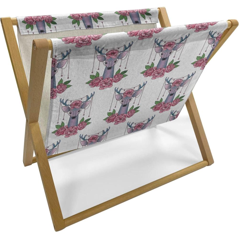 imageAmbesonne Yellow Magazine and Book Holder Dreamy Floral Composition with Hearts Valentines Day Inspired Pattern Spring Floor Rack Decor for Interior of Home amp Office 22 x 19 Earth Yellow BeigeMauve Coral Green