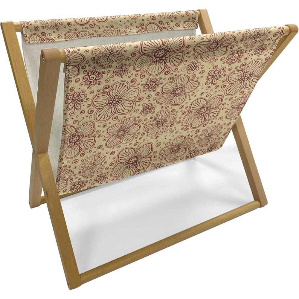 imageAmbesonne Yellow Magazine and Book Holder Dreamy Floral Composition with Hearts Valentines Day Inspired Pattern Spring Floor Rack Decor for Interior of Home amp Office 22 x 19 Earth Yellow BeigeRuby Pale Yellow