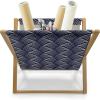 Ambesonne Eiffel Magazine and Book Holder, Valentines Day Inspired Pattern with France Paris Oh La La Texts Heart Shapes, Floor Rack Decor for Interior of Home & Office, 22″ x 19″, Pink White Black(Dark Blue Cream)