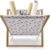 Ambesonne Eiffel Magazine and Book Holder, Valentines Day Inspired Pattern with France Paris Oh La La Texts Heart Shapes, Floor Rack Decor for Interior of Home & Office, 22″ x 19″, Pink White Black(Pink Grey White)