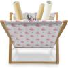 Ambesonne Eiffel Magazine and Book Holder, Valentines Day Inspired Pattern with France Paris Oh La La Texts Heart Shapes, Floor Rack Decor for Interior of Home & Office, 22″ x 19″, Pink White Black(White and Pink)