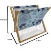 Ambesonne Eiffel Magazine and Book Holder, Valentines Day Inspired Pattern with France Paris Oh La La Texts Heart Shapes, Floor Rack Decor for Interior of Home & Office, 22″ x 19″, Pink White Black(Pale Blue Indigo)