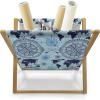 Ambesonne Eiffel Magazine and Book Holder, Valentines Day Inspired Pattern with France Paris Oh La La Texts Heart Shapes, Floor Rack Decor for Interior of Home & Office, 22″ x 19″, Pink White Black(Pale Blue Indigo)