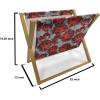 Ambesonne Floral Magazine and Book Holder, Rose Flowers Vintage Design Elements Petals Leaves Love Themed Valentines Image, Floor Rack Decor for Interior of Home & Office, 22″ x 19″, Red Grey Black(Red Grey Black)