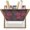 Ambesonne Floral Magazine and Book Holder, Rose Flowers Vintage Design Elements Petals Leaves Love Themed Valentines Image, Floor Rack Decor for Interior of Home & Office, 22″ x 19″, Red Grey Black(Charcoal Grey Magenta)